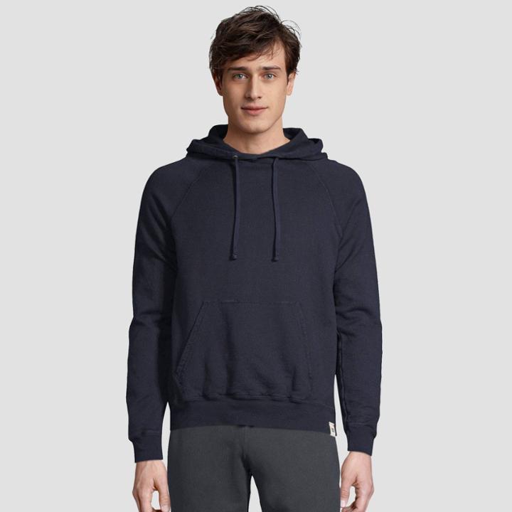 Hanes 1901 Men's Raglan Fleece Hooded Pullover Sweatshirt - Navy