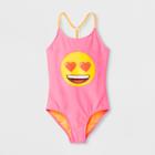 Girls' Emoji Mo Moji One Piece Swimsuit - Pink