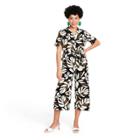 Women's Neutral Botanical Print Tie-front Jumpsuit - Tabitha Brown For Target Brown/black Xxs