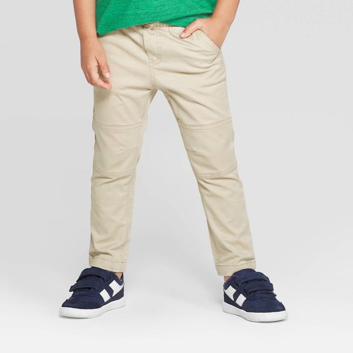 Toddler Boys' Pull-on Pants - Cat & Jack Beige 3t, Toddler Boy's