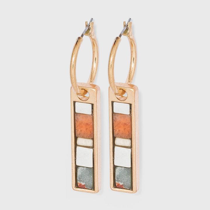 Semi-precious Aventurine And Blue Jasper Hoop Earrings - Universal Thread Pink