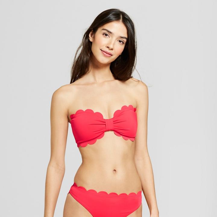 Vanilla Beach Women's Scallop Bandeau Bikini Top - Heat Wave