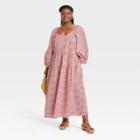 Women's Plus Size Balloon Long Sleeve Dress - Universal Thread Pink