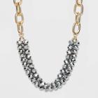 Multi Layered Beaded Statement Necklace - A New Day Hematite, Black/gold/gray