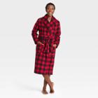 Adult Holiday Buffalo Check Plaid Fleece Matching Family Pajama Robe - Wondershop Red
