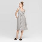 Women's Striped Strappy V-neck Tie A Line Dress - Who What Wear Gray/white