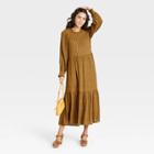 Women's Balloon Long Sleeve Tiered Dress - Universal Thread Brown Floral