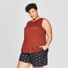 Women's Plus Size Crewneck Pocket Tank Top - Ava & Viv Dark Brown