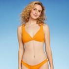 Women's Lightly Lined Ribbed Twist-front Bikini Top - Shade & Shore Golden Yellow