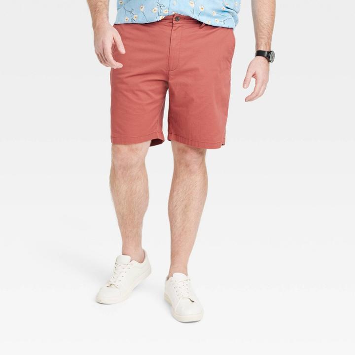 Men's Big & Tall Every Wear 9 Slim Fit Flat Front Chino Shorts - Goodfellow & Co Aubusson Red
