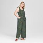 Women's Plus Size Printed Woven Jumpsuit - Ava & Viv Green