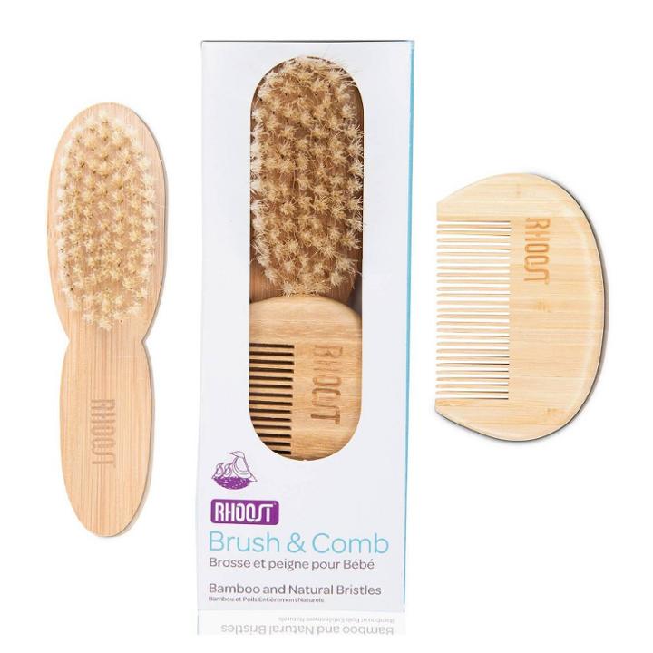 Rhoost Bamboo Brush And Comb Set For Baby, Beige