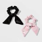 Twister With Bow Ribbed Velvet Hair Elastics - Wild Fable Pink