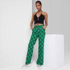 Women's Low-rise Flare Chino Pants - Wild Fable Emerald Green Plaid