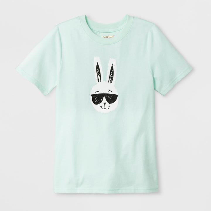 Kids' Bunny Graphic Short Sleeve T-shirt - Cat & Jack Aqua L, Kids Unisex, Green