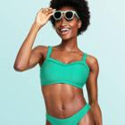 Women's Textured Sweetheart Neck Bralette Bikini Top - Stoney Clover Lane X Target Green D/dd Cup