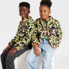 No Brand Black History Month Kids' Limitless Fleece Faux Shearling Zip-up Sweatshirt - Lime Green Animal Icon