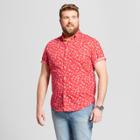 Men's Tall Floral Print Standard Fit Short Sleeve Button-down Shirt - Goodfellow & Co Amaryllis Red