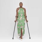 Women's Plus Size Floral Print Sleeveless Slit Maxi Dress - Ava & Viv Green