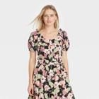 Women's Puff Short Sleeve Button-down Shirt - Who What Wear Black
