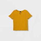 Girls' Short Sleeve Notch Neck T-shirt - Art Class Brown