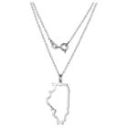 Prime Art & Jewel Sterling Silver Cutout Illinois State Pendant Necklace With 18 Chain, Girl's, Illinois