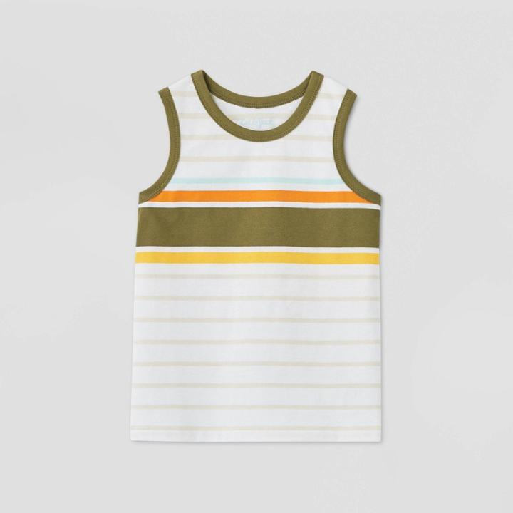 Toddler Boys' Striped Tank Top - Cat & Jack Olive Green 12m, Toddler Boy's