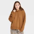 Women's Hooded Fleece Sweatshirt - A New Day Olive Brown