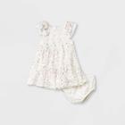 Baby Girls' Floral Mesh Elevated Tulle Dress - Cat & Jack Cream