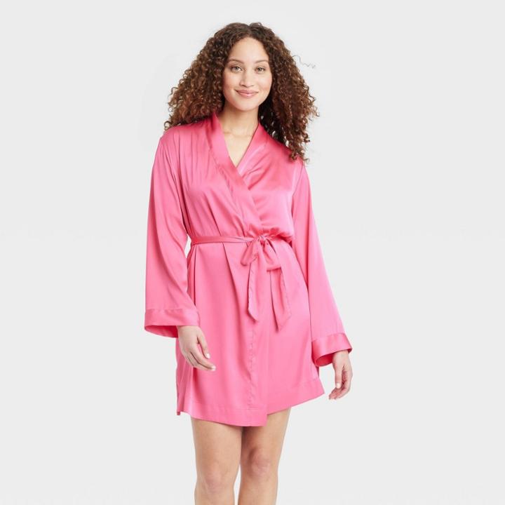 Women's Satin Robe - Stars Above Pink