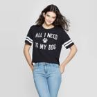 Modern Lux Petitewomen's All I Need Is My Dog Short Sleeve T-shirt (juniors') - Black M,