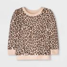 Grayson Mini Toddler Girls' Leopard Print Fleece Pullover Sweatshirt - Tan