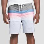 Men's Big & Tall 10 Striped Vector Board Shorts - Goodfellow & Co Gray Dusk