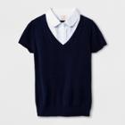Girls' Short Sleeve Uniform Pullover Sweater - Cat & Jack Navy/white