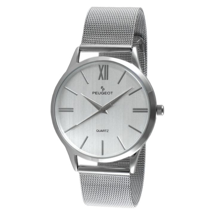 Peugeot Watches Men's Peugeot Round Slim Stainless Steel Mesh Bracelet Watch -