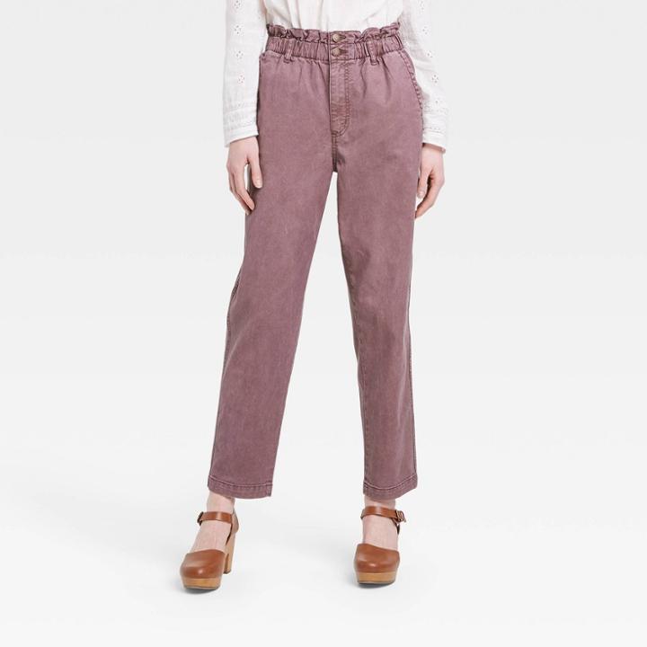 Women's High-rise Tapered Paperbag Jeans - Universal Thread Purple