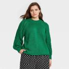 Women's Plus Size Mock Turtleneck Pullover Sweater - Who What Wear Green