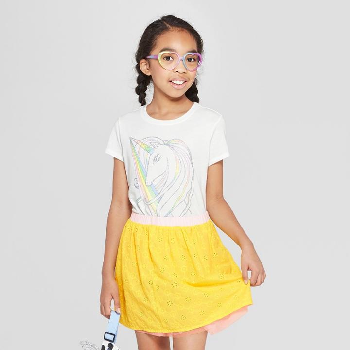 Girls' Short Sleeve Unicorn Graphic T-shirt - Cat & Jack White