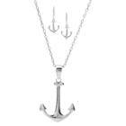 Journee Collection Women's Tressa Collection Dangle Earrings And Pendant Necklace Set In Sterling