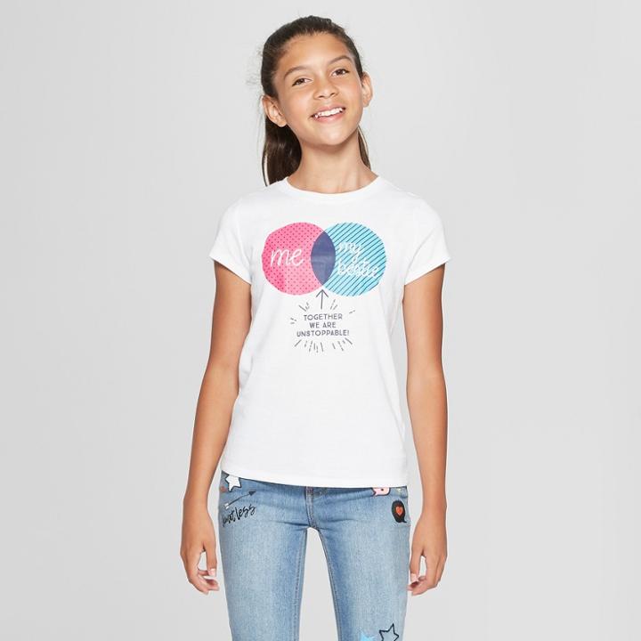 Girls' Short Sleeve Besties Graphic T-shirt - Cat & Jack White