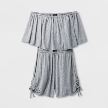 Girls' Knit Off The Shoulder Rompers - Art Class Gray