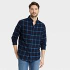 Men's Standard Fit Plaid Lightweight Flannel Long Sleeve Button-down Shirt - Goodfellow & Co Xavier Navy