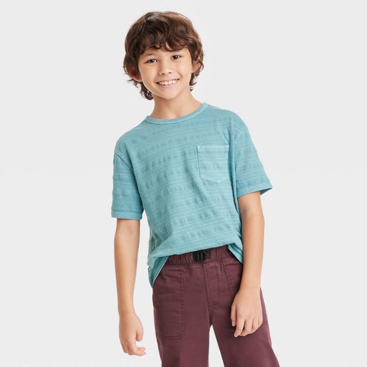 Boys' Textured Short Sleeve Striped T-shirt - Cat & Jack Blue