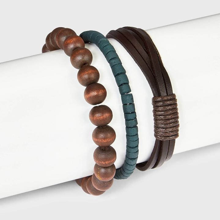 Men's Bracelet Set - Goodfellow & Co Brown/teal