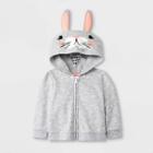 Baby Girls' Critter Polka Dots Bunny Hoodie Sweatshirt - Cat & Jack Gray Newborn, Girl's