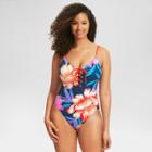 Beach Betty By Miracle Brands Women's Floral Print Slimming Control Floral Lace-up One Piece Swimsuit - Navy Floral