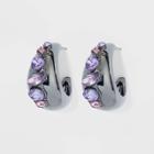 Oval Hematite Hoop Earrings - A New Day Purple