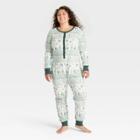 Hearth & Hand With Magnolia Women's Reindeer Good Tidings Union Suit Green/cream - Hearth & Hand With
