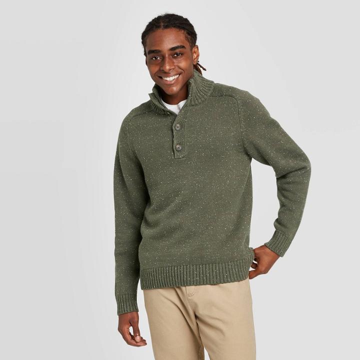 Men's Regular Fit Pullover Sweater - Goodfellow & Co Olive