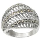 Journee Collection 5/8 Ct. T.w. Round Cut Marcasite Pave Set Milgrain Detail Ring In Brass -